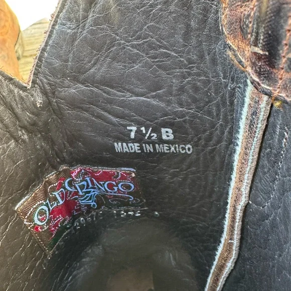 Women's Paisley Etched Leather Pointed Toe Western Cowboy Boot Old Gringo - Picture 6 of 9